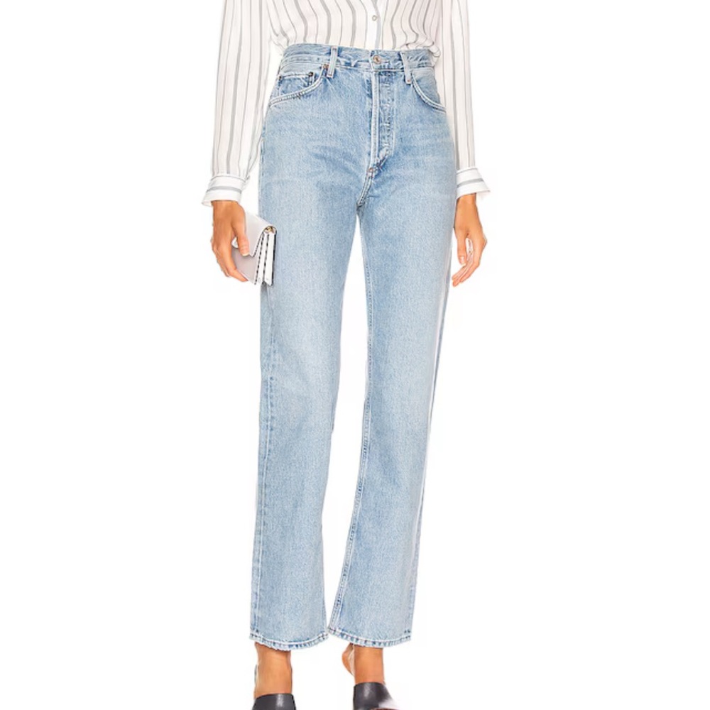 Agolde Lana Straight Legs Jeans Button Fly in Riptide Size 24 - Picture 2 of 16